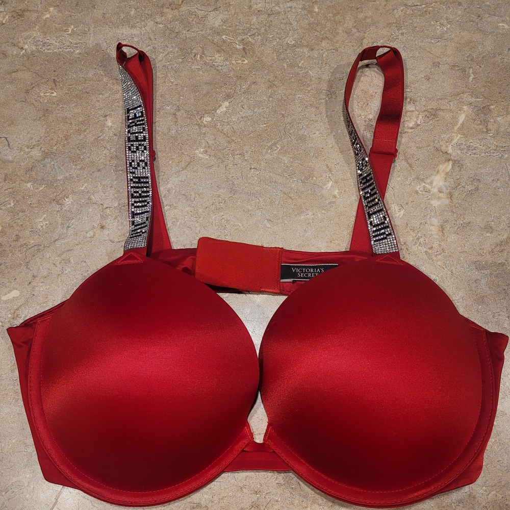 Victoria's Secret Scarlet Red Bra with Black Accents